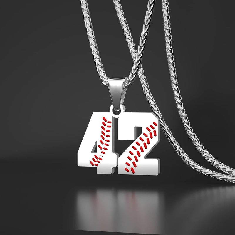Wikavanli Personalized Baseball Jersey Number 00-99 Necklace - Stainless Steel Baseball Chain Pendant Necklace - Team Jewelry Gift for Boys, Girls, Men, Women - Image 2